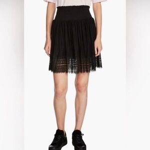 Maje Jaelys Mixed Lace Skirt in Black